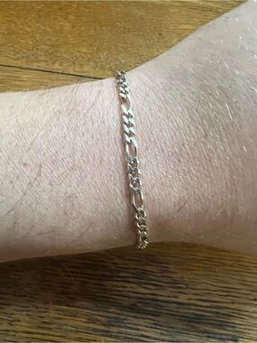 925 Italy Sterling Silver Figaro Chain Bracelet